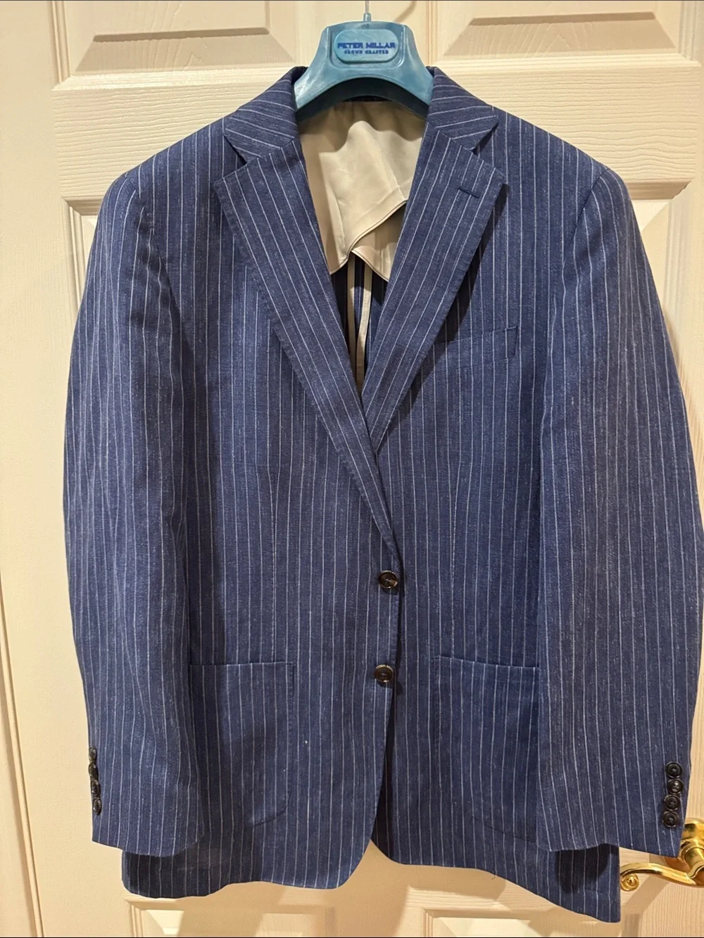 Peter Millar Crown Crafted Blue Stripe Linen Blazer
